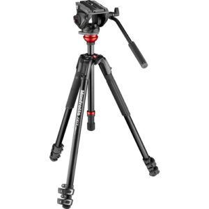 kit trípode de vídeo Manfrotto con columna niveladora